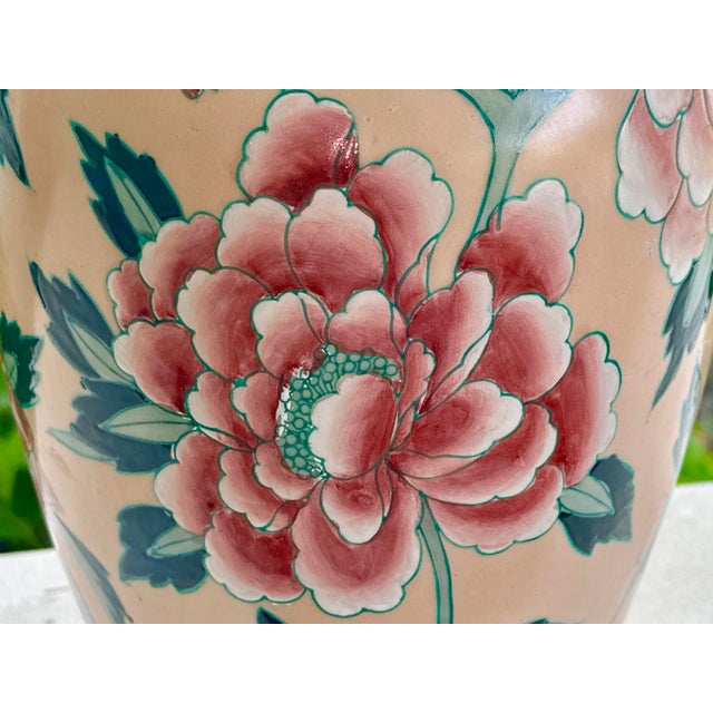 Pink Chrysanthemum Hand Painted Chinese Vase For Sale - Image 10 of 10