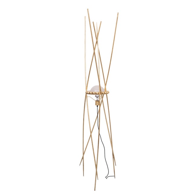 Mid-Century Modern Vintage Italian Gold Art Floor Lamp from Mikado, 1970 For Sale - Image 3 of 10