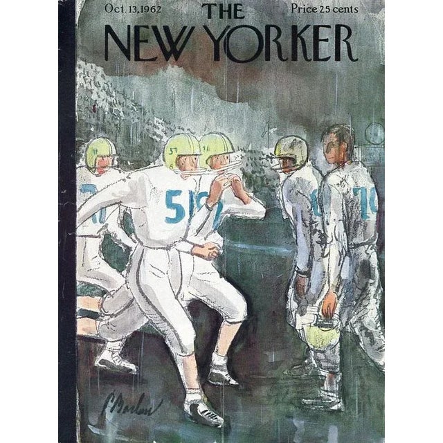 Original vintage New Yorker magazine cover dated October 13, 1962 featuring a Sports and Football theme. Based on an...