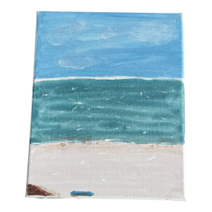 1970s Abstract Sea Scape Original Painting on Canvas