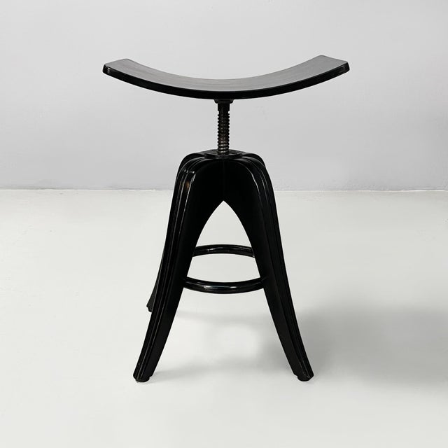 Italian Art Deco Black Wooden Stool, Early 1900s For Sale - Image 4 of 18