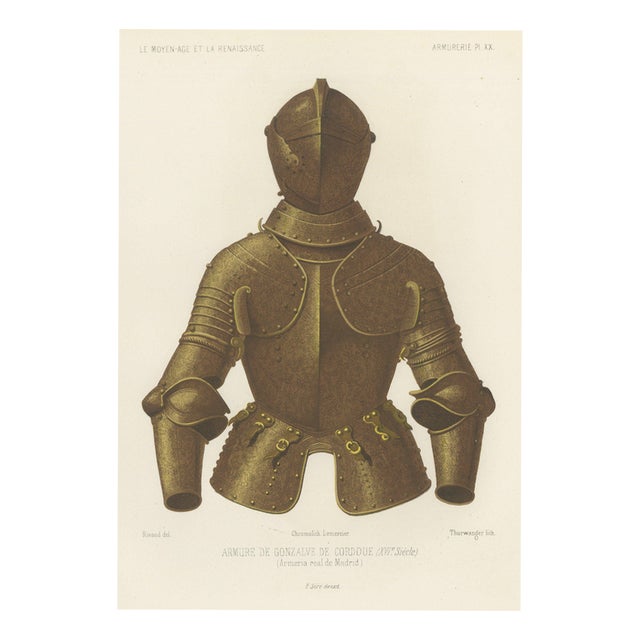 After Rivaud, Armor of Gonzalo De Córdoba, Madrid Armory, 1851, Chromolithograph For Sale