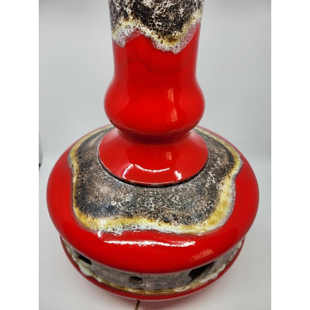 Vintage West German Red Ceramic Double Lighting, 1970s For Sale - Image 4 of 18