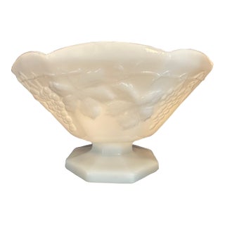 Mid 20th Century Footed Opalescent Milk Glass Bowl by Anchor Hocking 2 Available For Sale