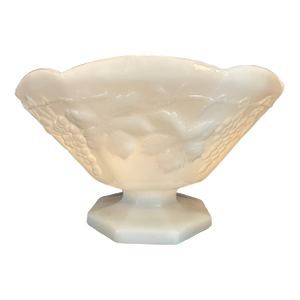 Mid 20th Century Footed Opalescent Milk Glass Bowl by Anchor Hocking 2 Available