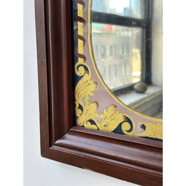 Antique Reverse Painted Glass Mat Framed Mirror, Circa Early 20th Century For Sale - Image 11 of 18