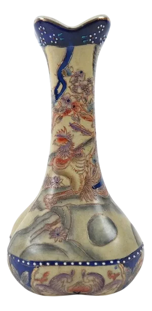 Vintage Japanese Satsuma Vase in Porcelain and Copper