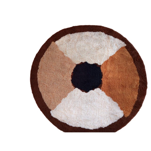 Vintage Dutch Round Wool Rug, 1970 For Sale - Image 10 of 14