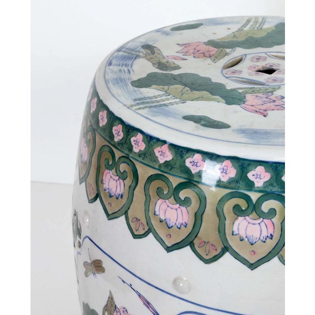 Painted Ceramic Garden Stool For Sale - Image 4 of 7