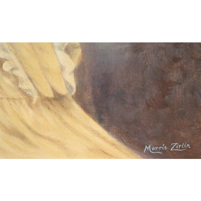 "Joni" - Mid Century Modern Portrait of a Girl in Yellow Dress in Oil on Canvas by Morris Zirlin For Sale In Monterey, CA - Image 6 of 7