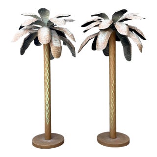 Vintage Punch Cut Tole Palm Trees - A Pair For Sale