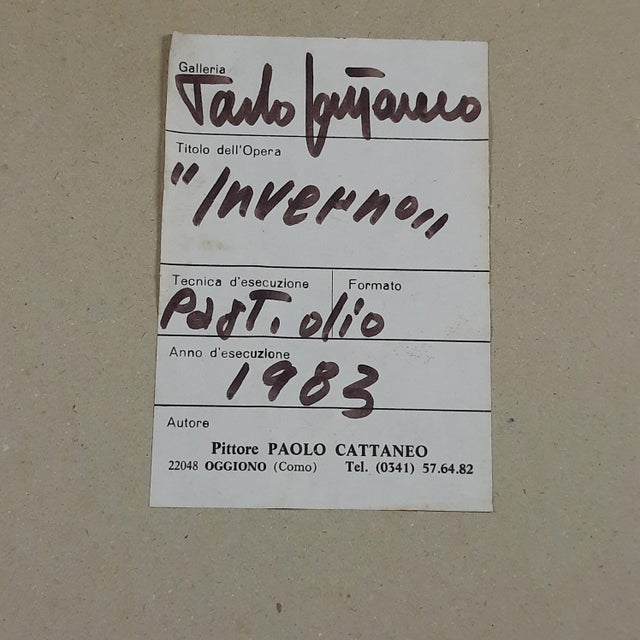 Gray Paolo Cattaneo, Landscape Winter Snow, 1980s, Oil, Framed For Sale - Image 8 of 12