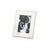 White marble frame features matt gold brass edge and holds 5 inches x 7 inches photo inserted through back of frame....
