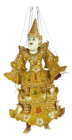 Large Vintage Asian Puppet with Clothing with Beads and Sequins