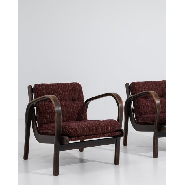 Pair of Mid-Century Bentwood Upholstered Armchairs by Kozelka And Kropacek H-237 For Sale - Image 15 of 15