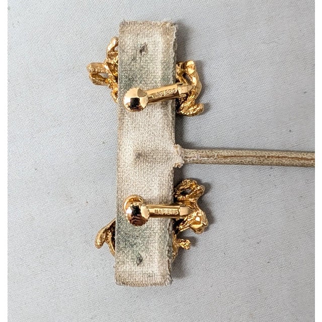 Napier Vintage 1970s Signed Napier Goldtone Coral Clip Earrings-2 Pieces For Sale - Image 4 of 7