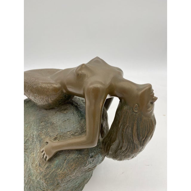 1980s Bronze Mermaid Siren Statue on Beach Rock by James Siebert For Sale In Los Angeles - Image 6 of 12