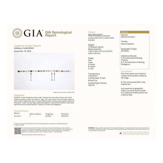 22.16 Ct Gia Certified Natural No Heat Sapphire Bracelet For Sale - Image 10 of 10