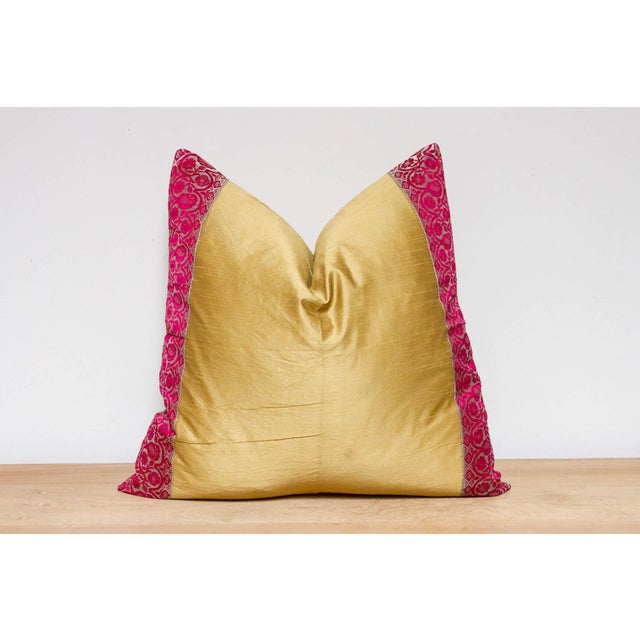 Indian Sunbeam Festive Silk Euro Pillow Cover For Sale - Image 3 of 7