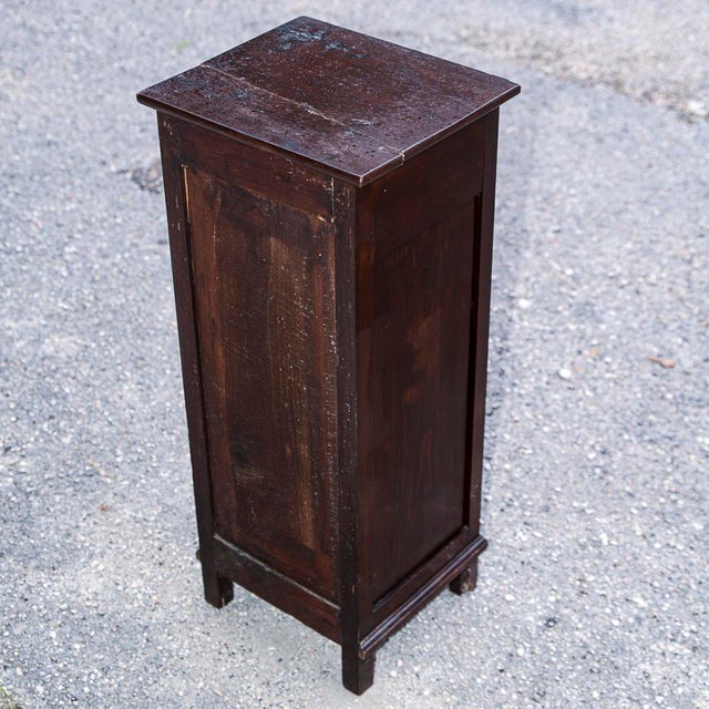 Single High and Narrow Fir Wooden Bedside Table, 1900s For Sale - Image 16 of 18