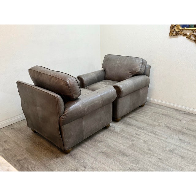 Animal Skin Restoration Hardware Leather Recliners For Sale - Image 7 of 10