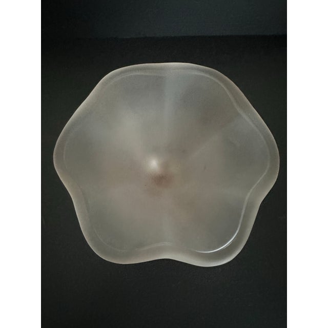 Vintage Late 20th Century Frosted Pink Glass Dessert Pedestal Bowl For Sale - Image 9 of 10