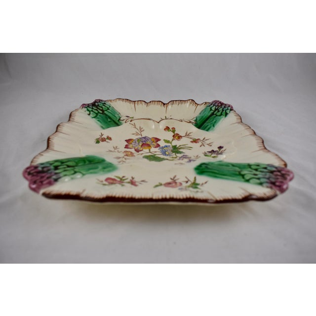 Ceramic Longchamp Terre De Fer Hand-Painted Asparagus Plate For Sale - Image 7 of 12