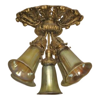 Caldwell Iridescent Shade Ceiling Light or Flush Mount For Sale