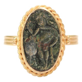 Byzantine Coin Ring W 21k Band, Size 8.25 For Sale