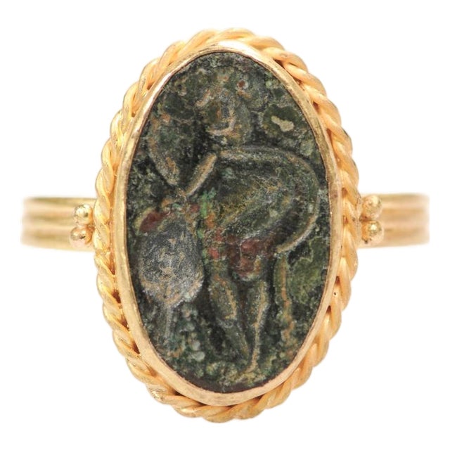 Byzantine Coin Ring W 21k Band, Size 8.25 For Sale