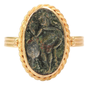Byzantine Coin Ring W 21k Band, Size 8.25