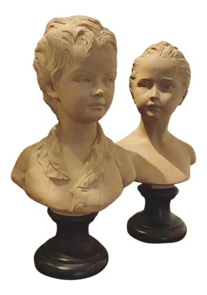 Large French Terra Cotta Bust Boy & Girl Bust Borghese - a Pair