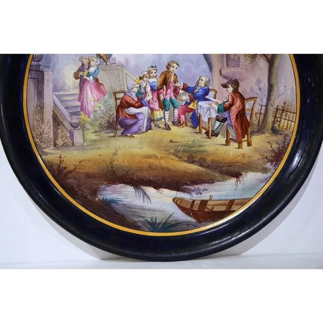Mid 19th Century 19th Century French Hand-Painted Majolica Charger With Fête Champêtre Scene For Sale - Image 5 of 8