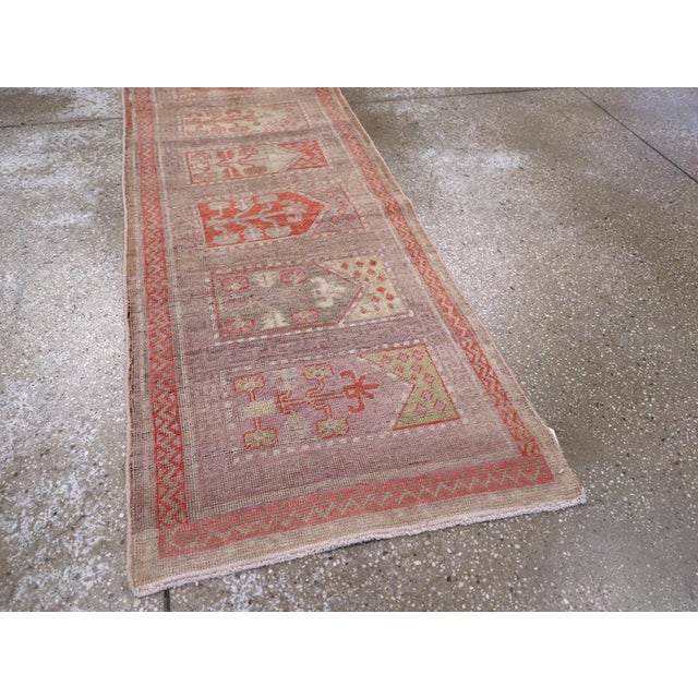 Mauve Galerie Shabab Collection Early 20th Century Handmade East Turkestan Saph Khotan Runner For Sale - Image 8 of 10