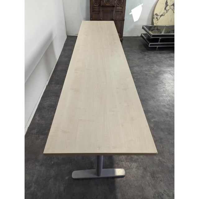 Large Vintage Blonde Desk For Sale - Image 5 of 8