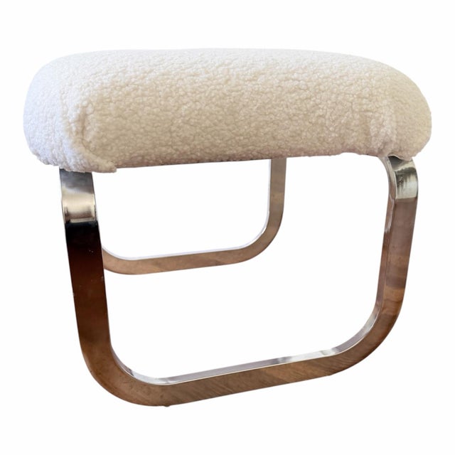 MCM chrome ottoman stool by Milo Baughman. Authentic DIA mid-century cantilever chrome frame with original label intact....