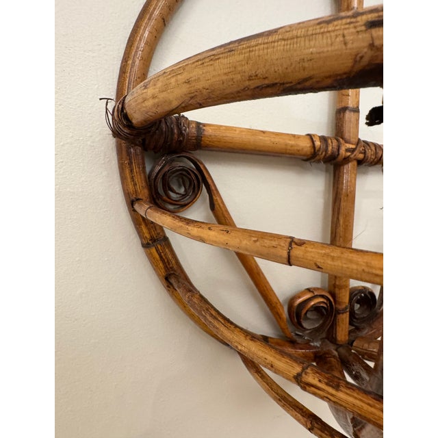 Boho Chic Bamboo & Rattan Round Wall Pocket For Sale - Image 10 of 12