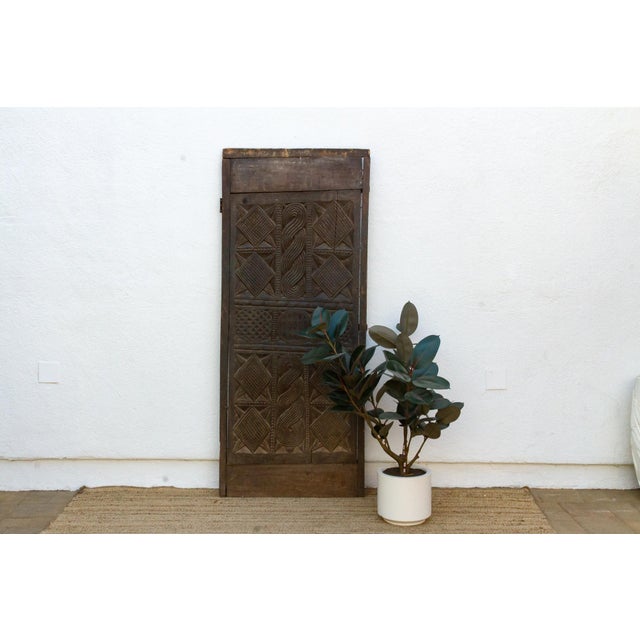 Brown Antique Finely Carved Braided African Door For Sale - Image 8 of 8