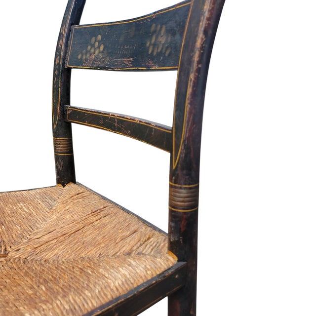 Period Early 19th Century Set of 5 Hitchcock Painted Stenciled Side Chairs For Sale - Image 17 of 18