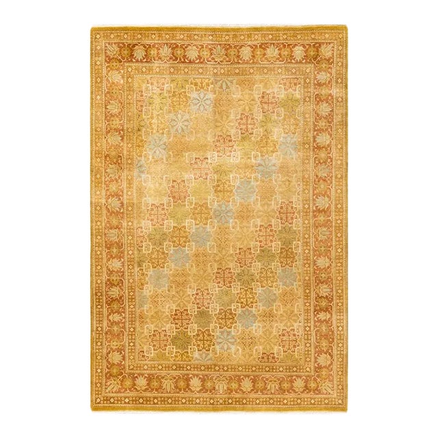 Mogul, One-of-a-Kind Hand-Knotted Area Rug in Yellow, 6' 0" x 8' 10" For Sale