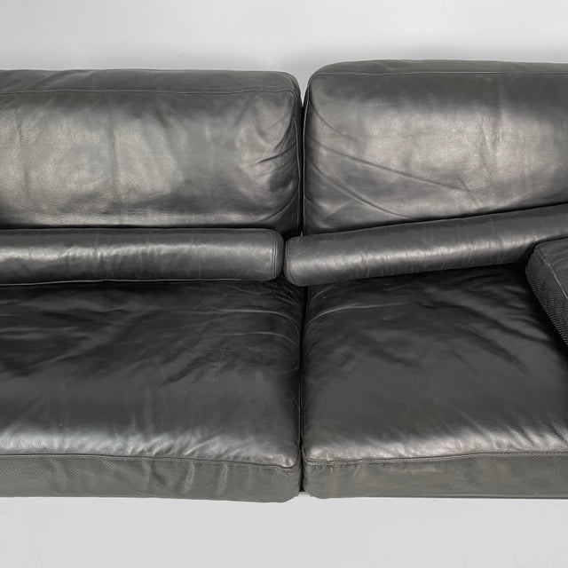 Italian Modern Black Leather Sofa by Antonio Citterio and Paolo Nava for B&B Italia, 1980s For Sale - Image 6 of 18