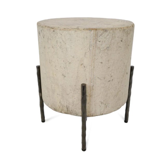 2020s Tuscan Cream Round Side Table 17" For Sale - Image 5 of 10