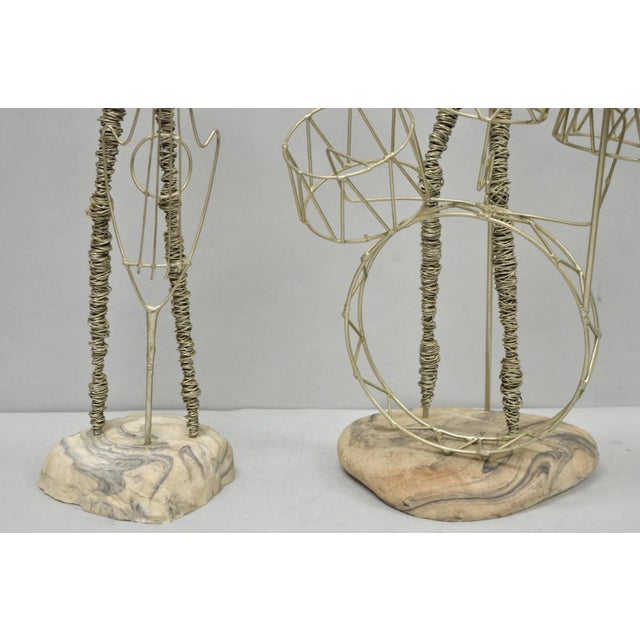 Plastic Vintage Mid Century Modern Brutalist Wire Musician Band Figure Sculpture - Set of 2 For Sale - Image 7 of 17