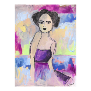 Mara - Colorful Cool Tone Figurative Abstract Feminine Original Artwork by Erin Hammond