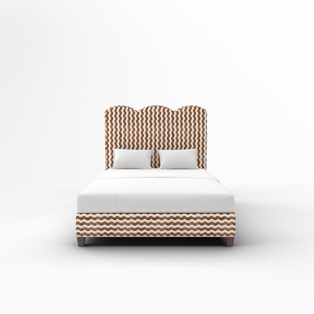 Elevate your bedroom with this luxurious upholstered bed, available exclusively on Chairish. Expertly crafted in the USA...