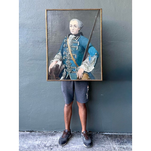 Wood Vintage Boho 18th Century French School Portrait of a Gentleman For Sale - Image 7 of 12