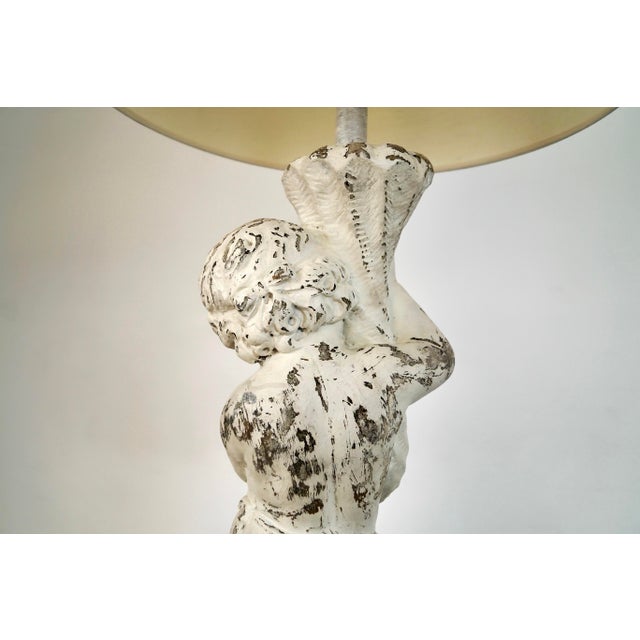 White 1960s Poured Concrete Greek Figural Table Lamp For Sale - Image 8 of 12