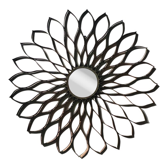 1970's Weathered Mirror Metal Starburst For Sale