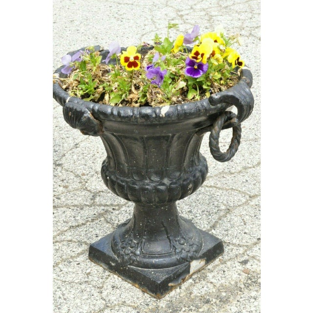 Vintage Cast Iron French Style Garden Urn Planters Pots With Chinese