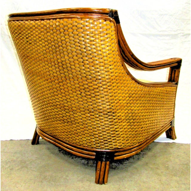 Brown 1970s Vintage Rattan Wicker Mandalay Chair With Cushions For Sale - Image 8 of 17